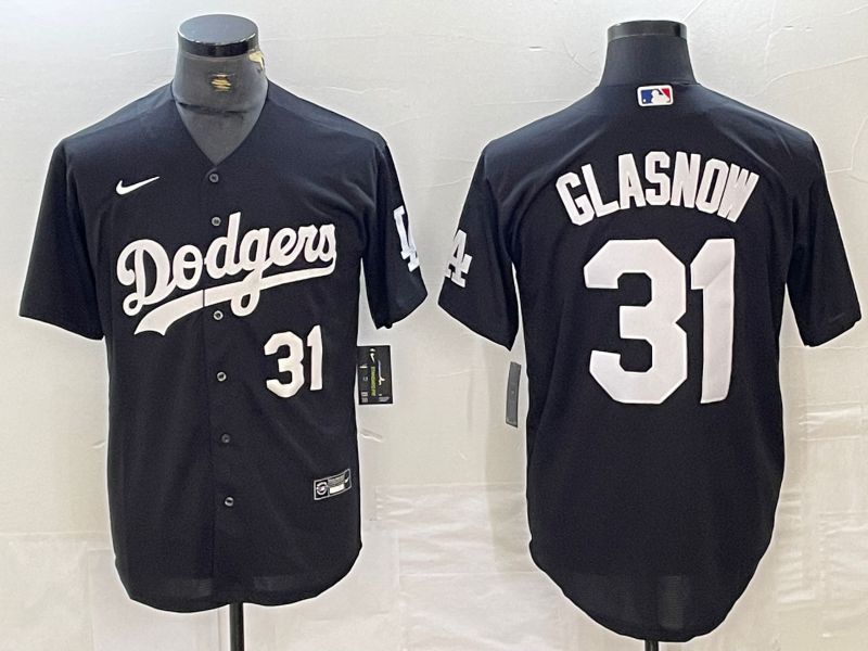 Men Los Angeles Dodgers #31 Glasnow Black Nike Game MLB Jersey style 5